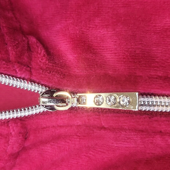 ONQUE CASUALS Hot Pink Shoulder Embellished Velour and Sparkle Pocketed Hoodie - Picture 3 of 10